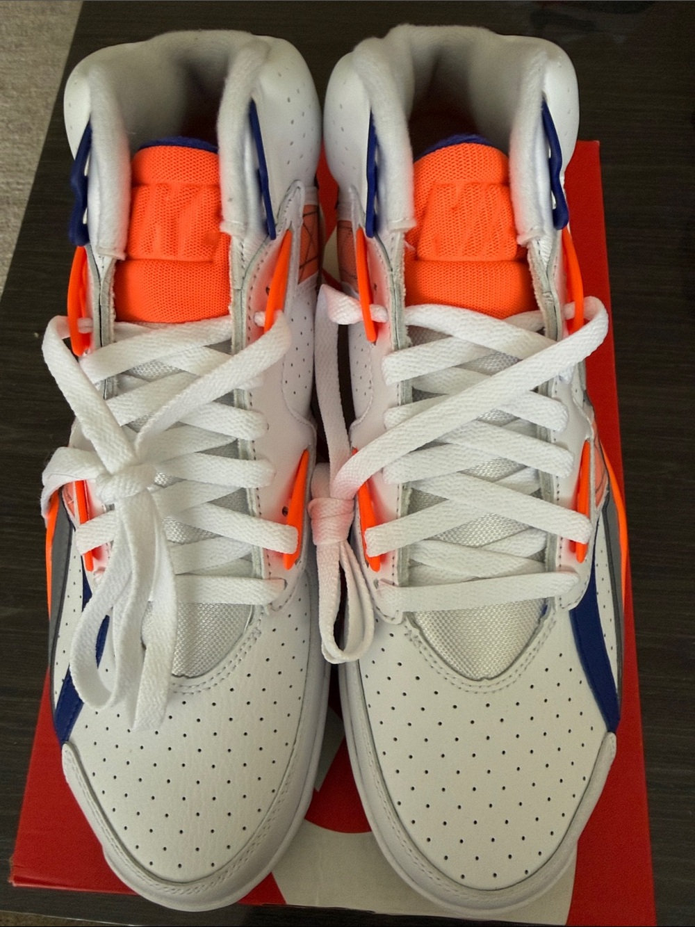 Men’s White and Orange Athletic Sneakers - Lightweight Sports Shoes